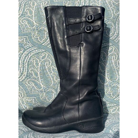 KEEN Bern Baby Black leather Waterproof Snow Winter TALL BOOTS sz 6 - Picture 1 of 9